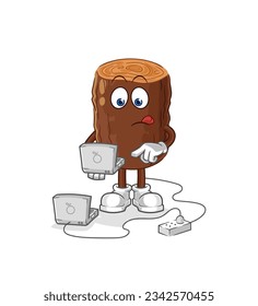 das Login mit Laptop-Maskottchen. Cartoon-Vektorgrafik