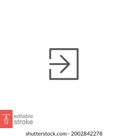 Log in line icon. Login square arrow simple sign for website and mobile app. Approach symbol, Entry and input, authorization. Editable stroke vector illustration design on white background. EPS 10