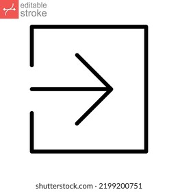 Log in line icon. Login square arrow simple sign for website and mobile app. Approach symbol, Entry and input, authorization. Editable stroke vector illustration design on white background. EPS 10