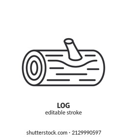 Log line icon. Vector symbol of logging. Editable stroke.