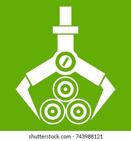 Log loader icon white isolated on green background. Vector illustration