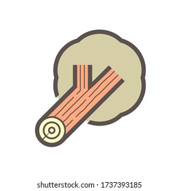 Log or logwood vector icon. May called natural wood, plant and tree. To cutting, crosscut by saw, lumberjack for sawn to lumber, woodworking, sawmill industry, construction material.
