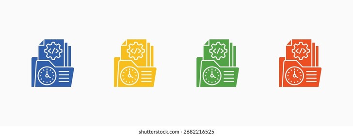 Conjunto de iconos de administración de registros Color Colección de estilos múltiples