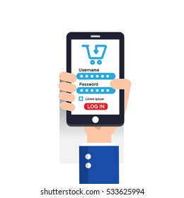 Log in Membership Application on mobile smartphone, Business Concept.