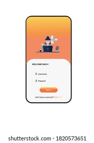 The log in menu for Course App use