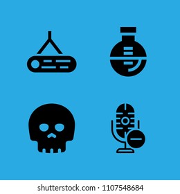 log, microphone, flask and skull icons vector in sample icon set for web and graphic design