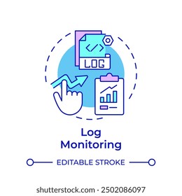 Symbol für die Protokollüberwachung des Mehrfarbenkonzepts Datenerhebung, -verwaltung. Systemaktivitäten. Runde Liniendarstellung. Abstrakte Idee. Grafikdesign. Benutzerfreundlich in Infografik, Präsentation