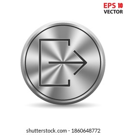 Log out arrow sign icon in 3D button. Eps 10 vector illustration.