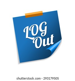 Log Out Blue Sticky Notes Vector Icon Design