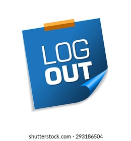 Log Out Blue Sticky Notes Vector Icon Design