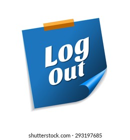 Log Out Blue Sticky Notes Vector Icon Design