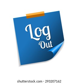 Log Out Blue Sticky Notes Vector Icon Design
