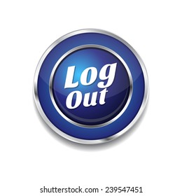 Log Out Blue Vector Icon Button