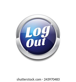 Log Out Blue Vector Icon Button