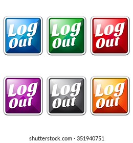 Log Out Colorful Vector Icon Button