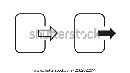 Log Out filled and outlined icons vectors on white background