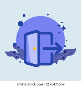 Log out flat illustration. Exit signs vector illustration.