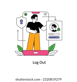 Ilustración del vector de diseño de estilo plano de cierre de sesión. Ilustración de acciones