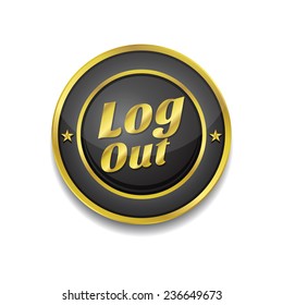 Log Out Gold Vector Icon Button