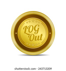 Log Out Golden Vector Icon Button