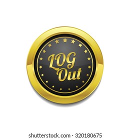 Log Out Golden Vector Icon Button