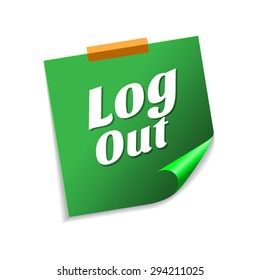 Log Out Green Sticky Notes Vector Icon Design