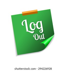 Log Out Green Sticky Notes Vector Icon Design