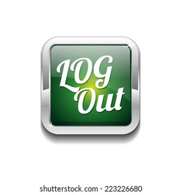 Log Out Green Vector Icon Button