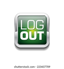 Log Out Green Vector Icon Button