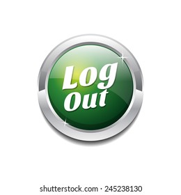 Log Out Green Vector Icon Button