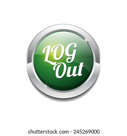 Log Out Green Vector Icon Button