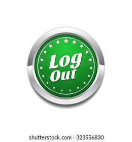 Log Out Green Vector Icon Button