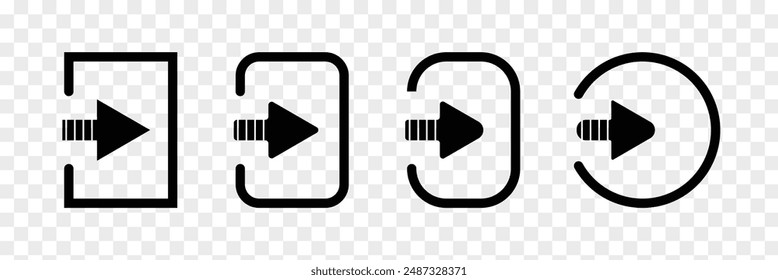 Log out icon. Arrow Login-Logout icon. Enter symbol, log in icon button. Arrow and door icon entry symbols in filled, thin line, outline and stroke style for apps and website. Eps 10.