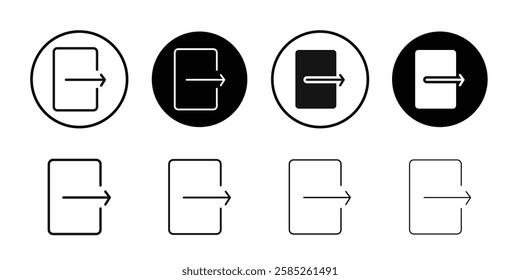 Log Out icon Black line art vector logo set