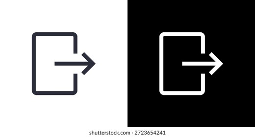Conceito do ícone Sair com plano de fundo preto-e-branco. Ilustração vetorial.