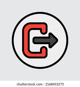 Log out icon in filled line style about user interface, use for website mobile app presentation