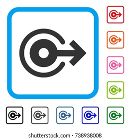 Log Out icon. Flat grey pictogram symbol in a light blue rounded squared frame. Black, gray, green, blue, red, orange color versions of Log Out vector. Designed for web and app interfaces.