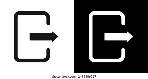 Log Out icon flat line symbol set.