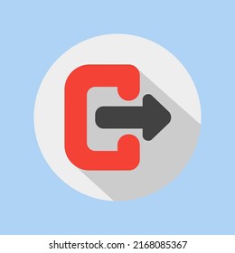 Icono de cierre de sesión en estilo plano sobre la interfaz de usuario, uso para presentación de aplicaciones móviles del sitio web