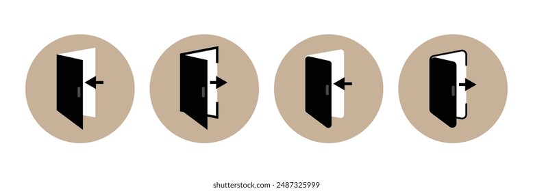 Log out icon. Logout icon. Entrance and exit vector icons. Sing in and sign out, login and logout icons isolated.