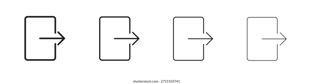 Conjunto de ícones de logoff. Uma coleção de ícones simples de traçados finos pretos
