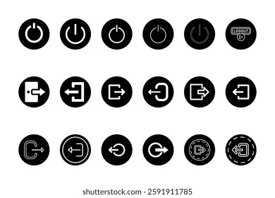 Log out icon set isolated Vector illustration black and white