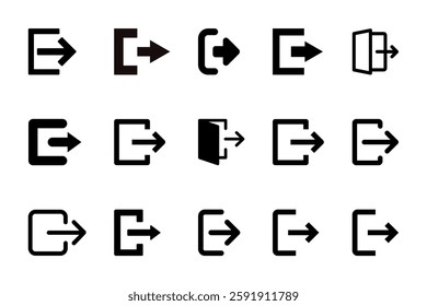 Log out icon set isolated Vector illustration black and white