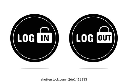 Log in and log out icon set. Login, logout symbol. Vector illustration. EPS 10 .