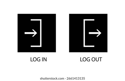 Log in and log out icon set. Login, logout symbol. Vector illustration. EPS 10 .