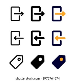 log out icon set with three style for presentation, banner, and social media