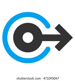 Log Out icon. Vector style is bicolor flat iconic symbol with rounded angles, blue and gray colors, white background.
