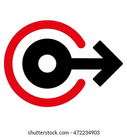 Log Out icon. Vector style is bicolor flat iconic symbol with rounded angles, intensive red and black colors, white background.