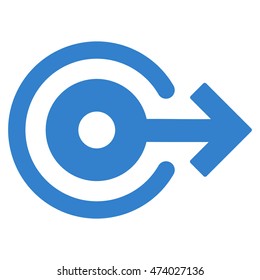 Log Out icon. Vector style is flat iconic symbol with rounded angles, cobalt color, white background.