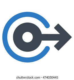 Log Out icon. Vector style is bicolor flat iconic symbol with rounded angles, smooth blue colors, white background.